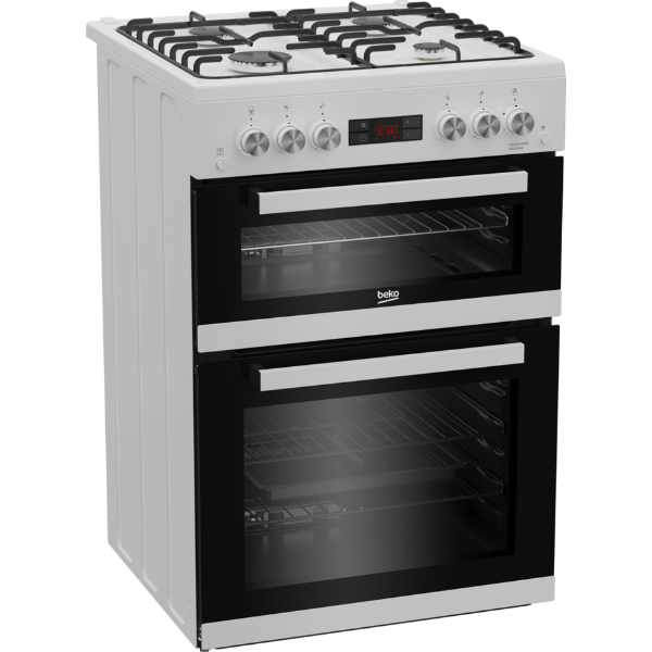 Beko EDG634W 60cm Double Oven Gas Cooker with Gas Hob - White_side