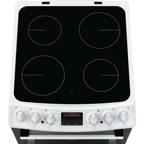 Zanussi ZCV46250WA 55cm Double Electric Cooker with Ceramic Hob - White_top