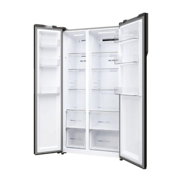 Haier HSR5918DNMP 90.5cm Total No Frost Fridge Freezer - Pt. Inox_sideempty