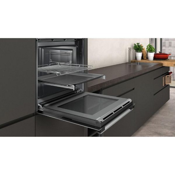 Neff B1ACE4HN0B 59.4cm Built In Electric CircoTherm Single Oven - BLACK/STEEL_roomopen