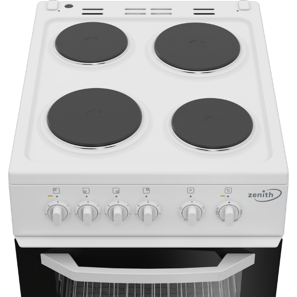 Zenith ZE503W 50cm Electric Single Oven with solid plate - hob White_top