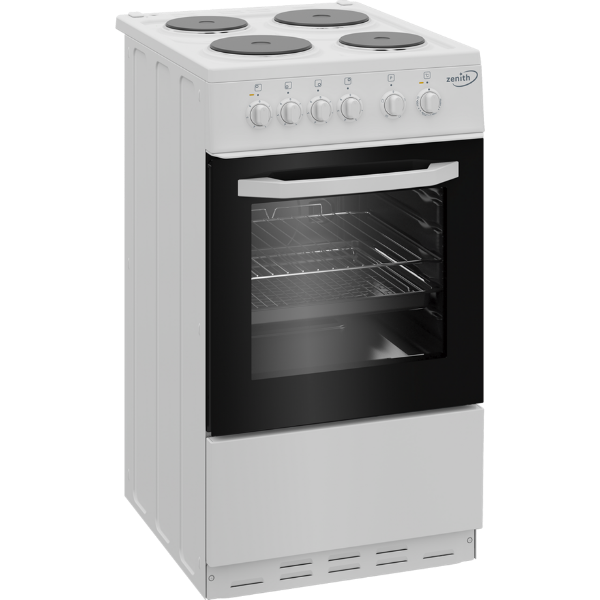 Zenith ZE503W 50cm Electric Single Oven with solid plate - hob White_side