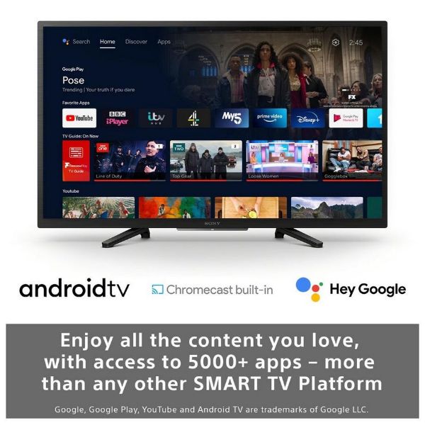 Sony KD32W800P1U 32" HD Ready HDR LED TV with Google Assistant_view