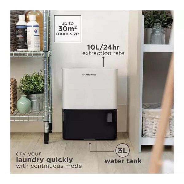 Russell Hobbs RHDH1001 10L Dehumidifier - White & Black_tank