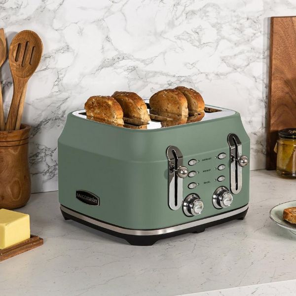 Rangemaster RMCL4S201MG 4 Slice Toaster - Mineral Green_side