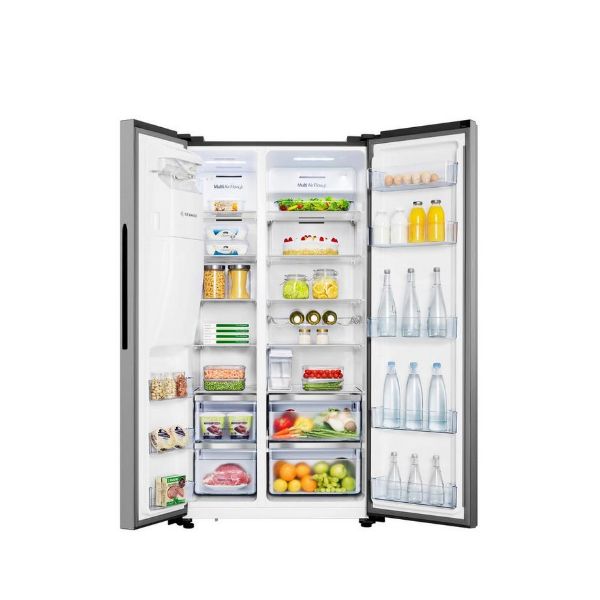 Hisense RS694N4TIE 91cm No Frost American Style Fridge Freezer - Stainless Steel_open
