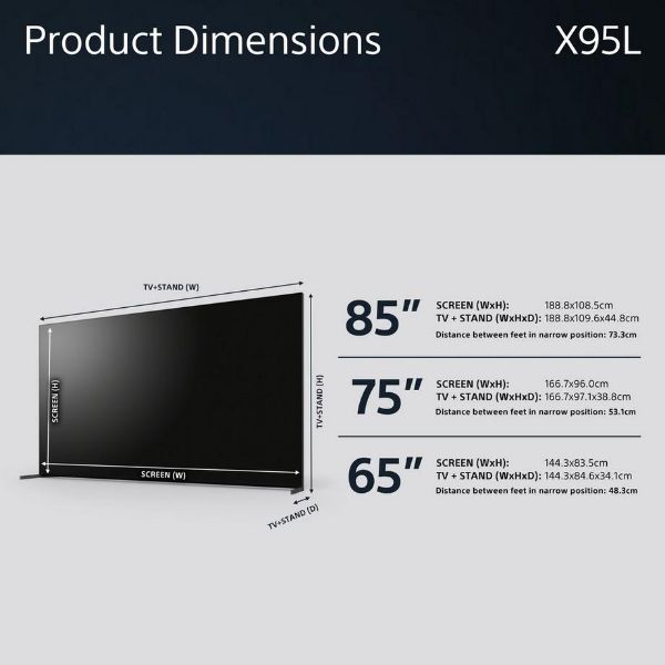 Sony XR65X95LU 65"4K UHD HDR Google Smart TV_dimen