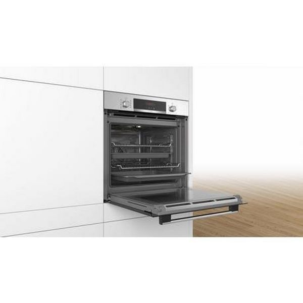 Bosch HBS573BS0B 59.4cm Built In Electric Single Oven with 3D Hot Air - Stainless Steel_open