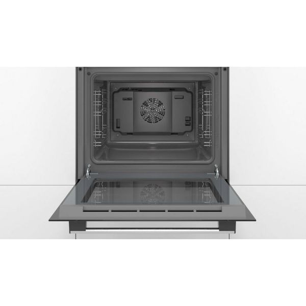 Bosch HHF113BR0B 59.4cm Serie 2 Built In Electric Single Oven with 3D Hot Air - Stainless Steel_open