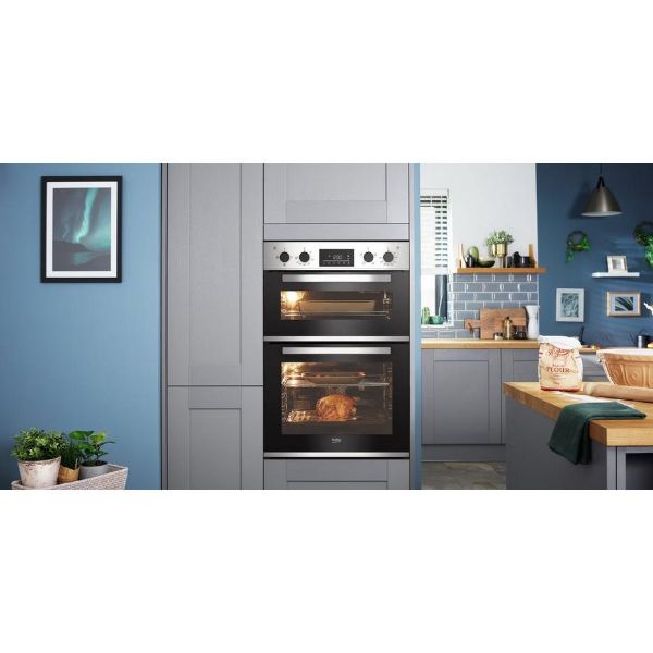 Beko CDFY22309X 60cm Built In High Specification RecycledNet Double Oven - Stainless Steel_view