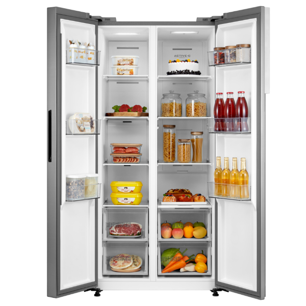 Midea MDRS619FGF46 83.5cm Total No Frost American Style Fridge Freezer - Stainless Steel_open