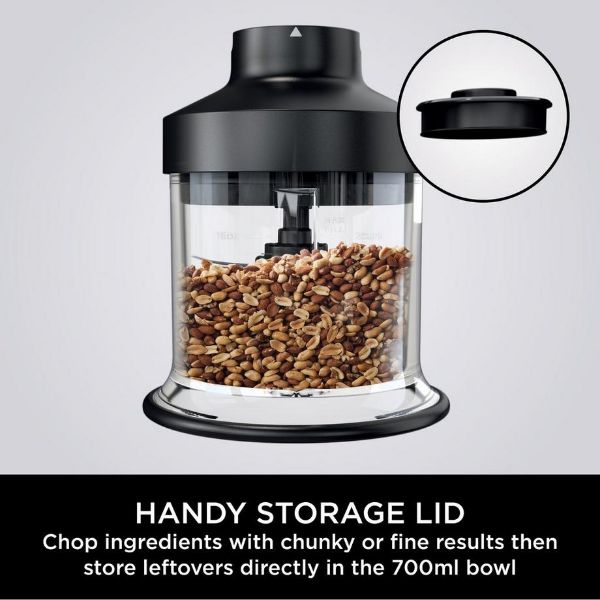 Ninja CI100UK Foodi 3-in-1 Hand Blender, Mixer & Chopper - Black_lid