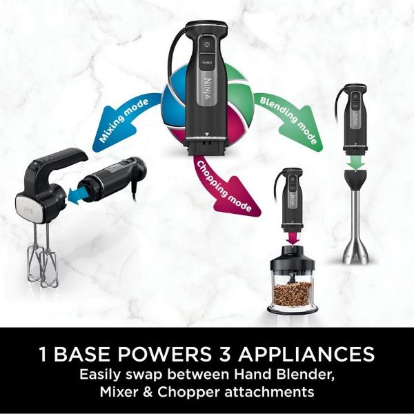 Ninja CI100UK Foodi 3-in-1 Hand Blender, Mixer & Chopper - Black_main
