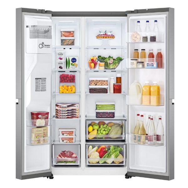 LG GSLV50PZXL 91.3cm Frost Free American Style Fridge Freezer - Shiny Steel_open