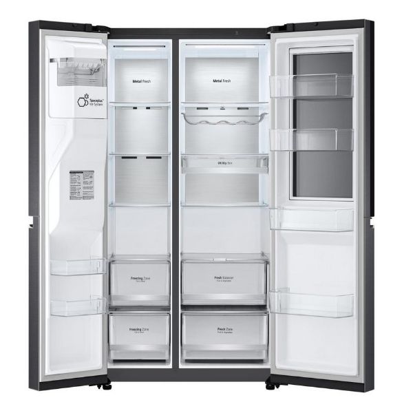 LG GSXV90MCAE Frost Free American Style Fridge Freezer - Matt Black_open