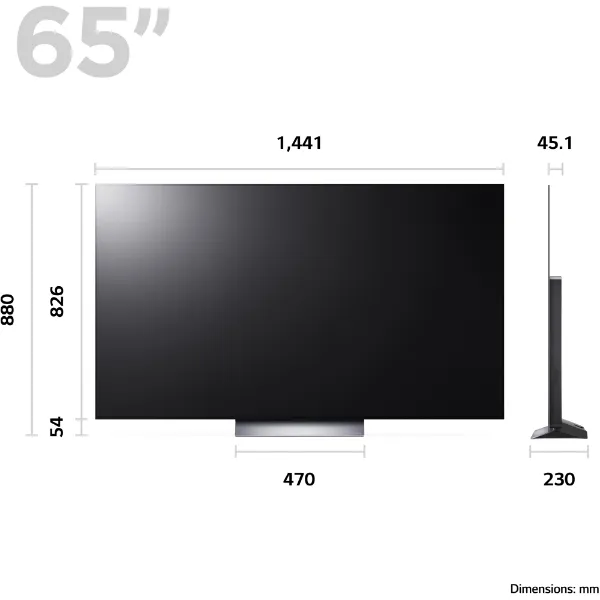 LG OLED65C36LC_AEK 65" 4K Smart OLED TV_dimen