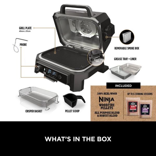 Ninja OG850UK Woodfire XL Electric BBQ Grill & Smoker - Black/Grey_box