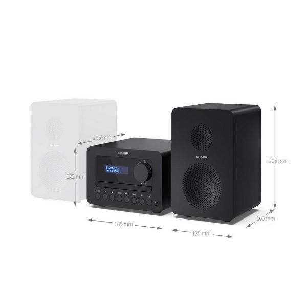 Sharp XL-B520D DAB+ Hi-Fi Micro System  - Black_dimen