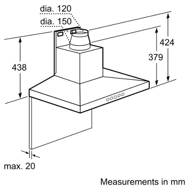Picture of Neff D69SH52N0B N50 90cm Wall-Mounted Cooker Hood in Stainless Steel-Discontinued