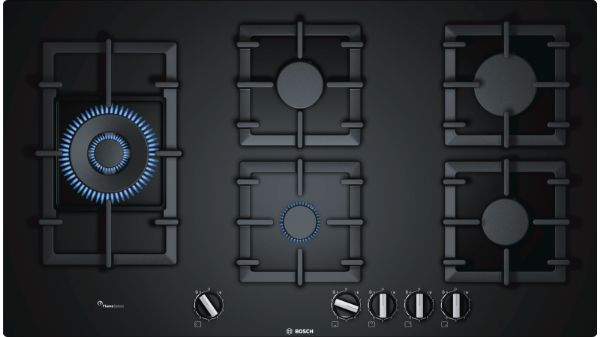 Picture of Bosch PPS9A6B90 Series 6 90cm Gas Hob in Black - Discontinued