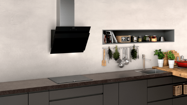 Picture of Neff D65IHM1S0B 60cm Wall-Mounted Angled Cooker Hood in Black - Ex Display Model