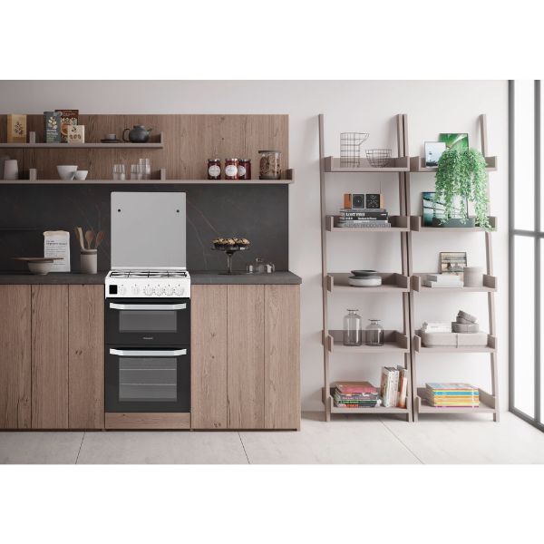 Picture of Hotpoint HD5G00CCW 50cm Twin Cavity Gas Cooker in White-duplicate