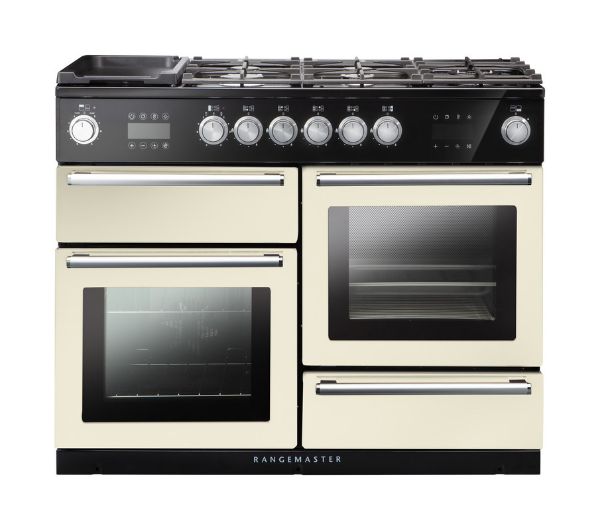 Picture of Rangemaster 119800 Nexus Steam 110 Dual Fuel Range Cooker in Ivory with Chrome Trim-NEX110SODFFIV/C - Discontinued