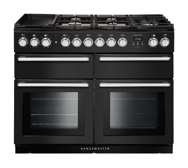 Picture of Rangemaster 125870 Nexus SE 110 Dual Fuel Range Cooker in Charcoal Black with Chrome Trim-NEXSE110DFFCB/C