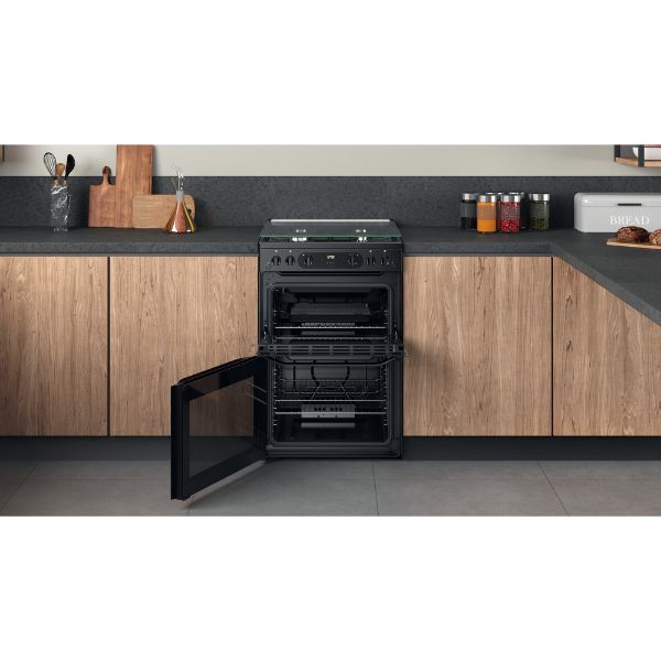 Picture of Hotpoint HDM67G0CCB Double Oven Gas Cooker with Catalytic Main Oven in Black