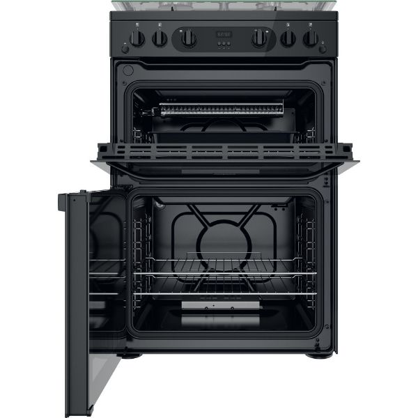Picture of Hotpoint HDM67G0CCB Double Oven Gas Cooker with Catalytic Main Oven in Black