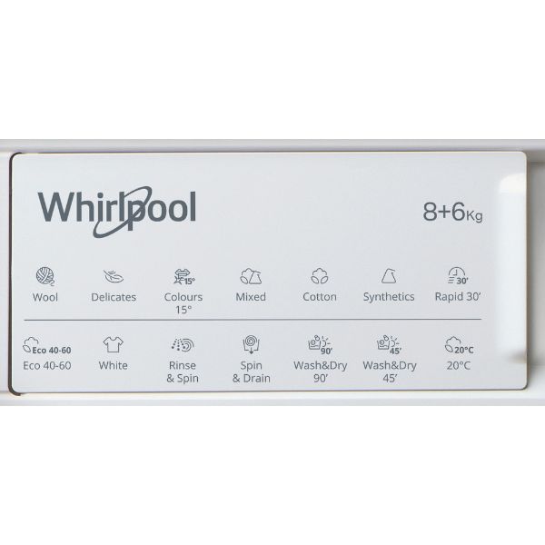 Picture of Whirlpool BIWDWG861484 8kg Wash 6kg Dry 1400 Spin Integrated Washer Dryer