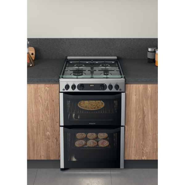 Picture of Hotpoint HDM67G0CCX Double Oven Gas Cooker in Inox