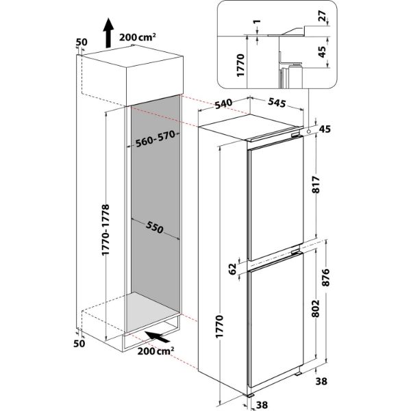 Picture of Hotpoint HBC185050F1 Built-in Frost Free Fridge Freezer-Discontinued