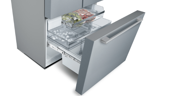 Picture of Bosch KFF96PIEP Serie 8 American Style Fridge Freezer with French Doors and Bottom Freezer in Stainless Steel