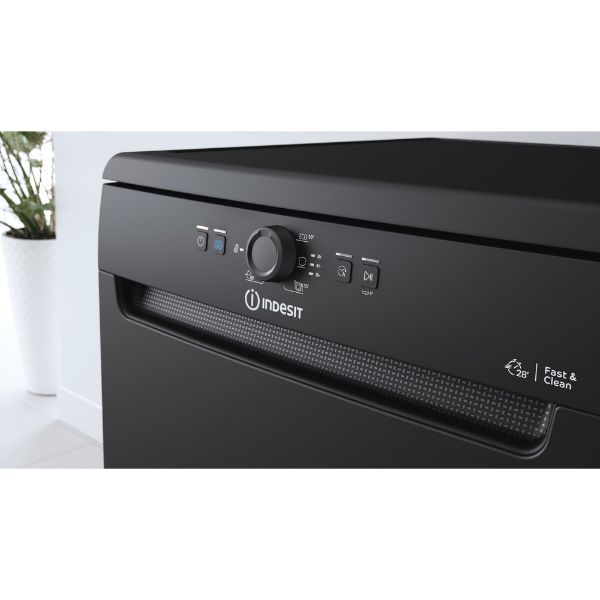 Picture of Indesit D2F HK26 B UK Full Size Freestanding Dishwasher with 14 Place Settings