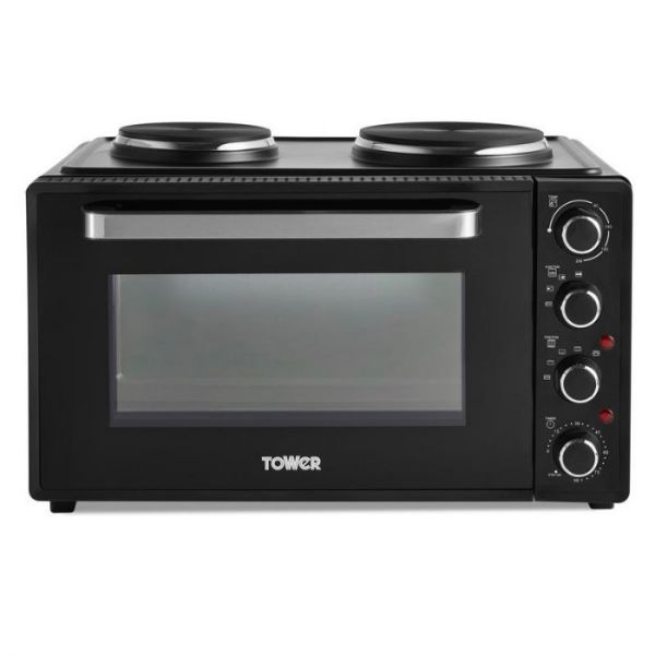Picture of Tower T14045 42L Mini Oven with Hot Plates in Black with Silver Accents