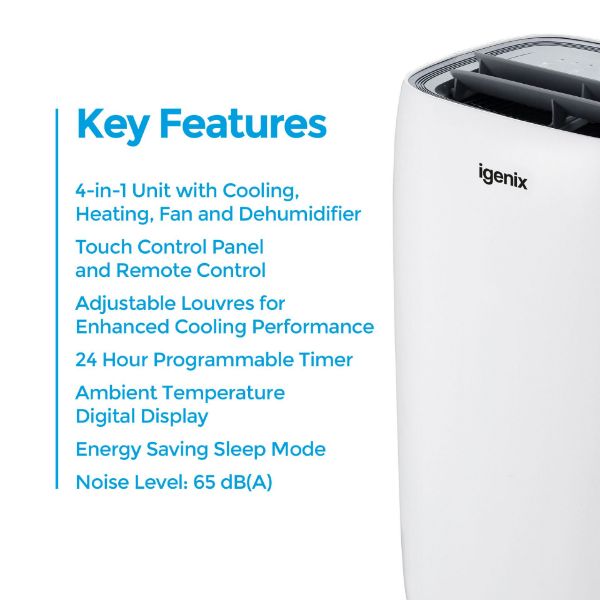 Picture of Igenix IG9919 4-in-1 Portable Air Conditioner with Dehumidifier, Timer and Remote Control