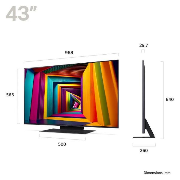 LG 43UT91006LA.AEK 43" 4K LED Smart TV _dimensions