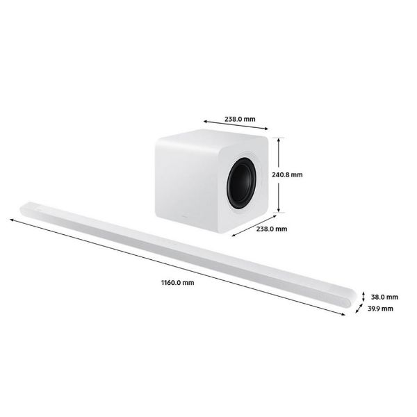 Samsung HW-S801D/XU 3.1.2ch Soundbar with Slimline Wireless Subwoofer - White_dimensions