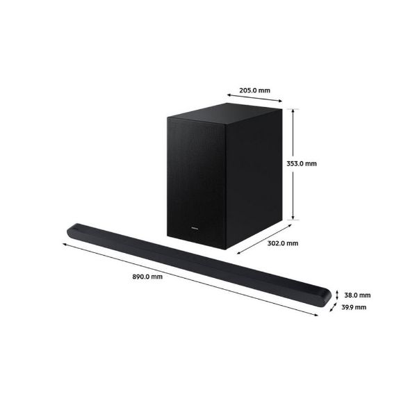 Samsung HW-S700D/XU 3.1ch Ultra slim, Dolby Atmos, DTS Virtual:X, Q-Symphony with Wireless Subwoofer - Titan Black_dimensions