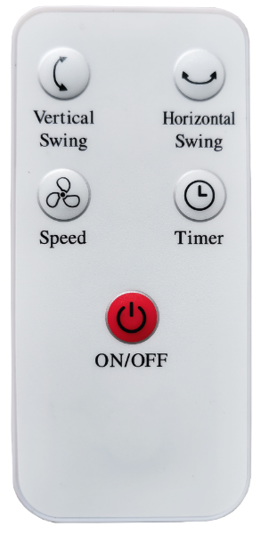 Vybra VS001-OF Dual Height Tilt & Swing Oscillating Fan in White with Remote_remote control