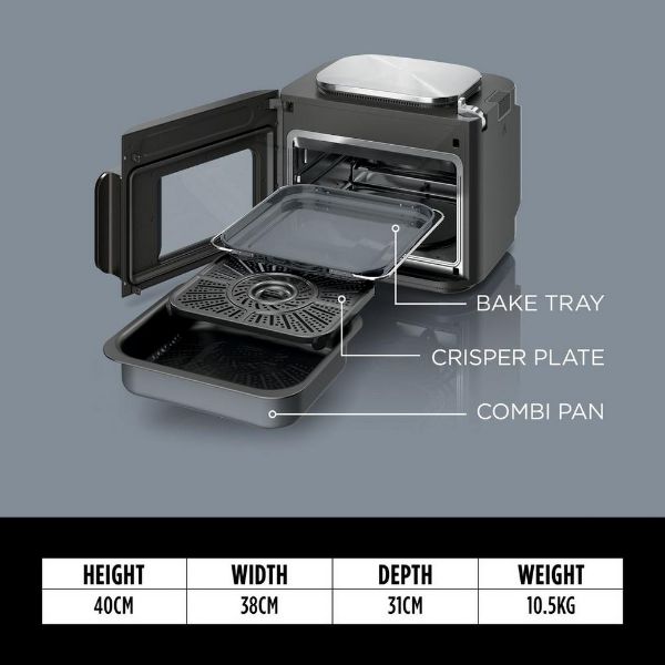 Ninja SFP700UK Combi 12-In-1 Multi-Cooker, Oven & Air Fryer - Grey_dimensions