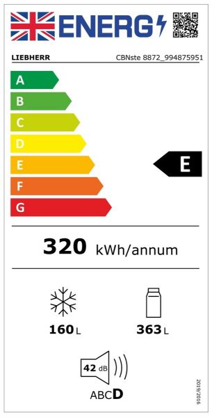 Liebherr CBNSTE8872 Freestanding Fridge Freezer with BioFresh and NoFrost_energy