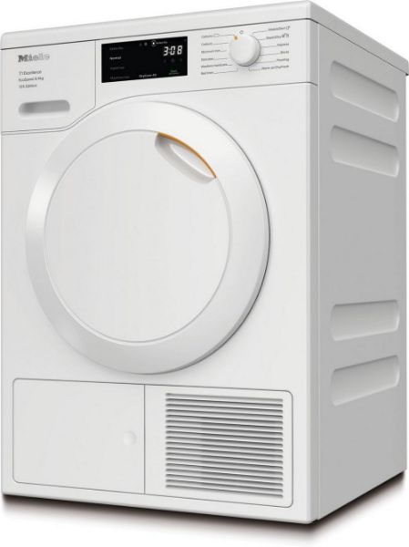 Miele TEC665WP 8kg Heat Pump Tumble Dryer - Lotus White_angled view