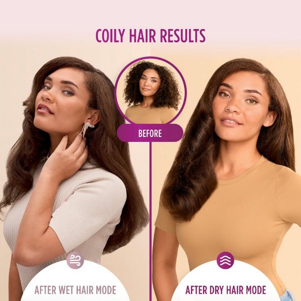Shark HT212UK SmoothStyle Heated Brush & Smoothing Comb with Storage Bag_coily hair results