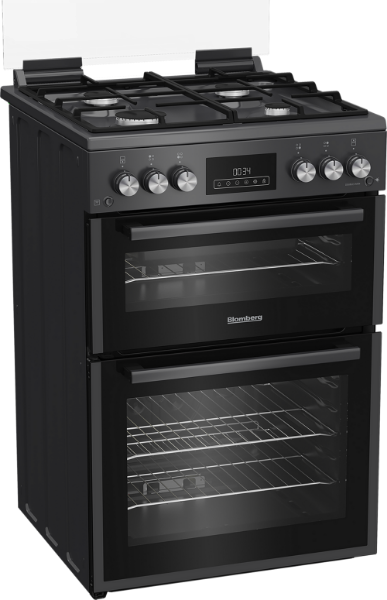 Blomberg GGRN655N 60cm Double Oven Gas Cooker with Gas Hob - Anthracite_angled view