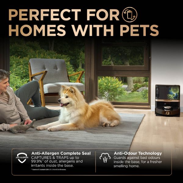 Shark RV2800ZEUK Shark PowerDetect NeverTouch Pro 2-in-1 Self-Empty, Self-Refill & Self-Clean Robot Vacuum & Mop - Black_perfect for pets