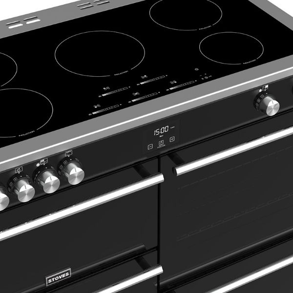 Stoves Precision Deluxe S1100EI Induction Range Cooker in Black_angled