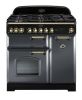 Rangemaster 124150 Classic Deluxe 90 Dual Fuel Range Cooker in Slate with Brass Trim - CDL90DFFSL/B