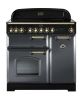 Rangemaster 124170 Classic Deluxe 90 Ceramic Range Cooker in Slate with Brass Trim - CDL90ECSL/B
